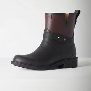 Rag & Bone Black and Red moto Rain Boots